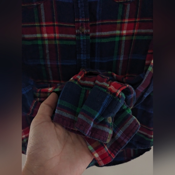 Abercrombie & Fitch Plaid Button Down Shirt Blue Red Size XS - Picture 2 of 5